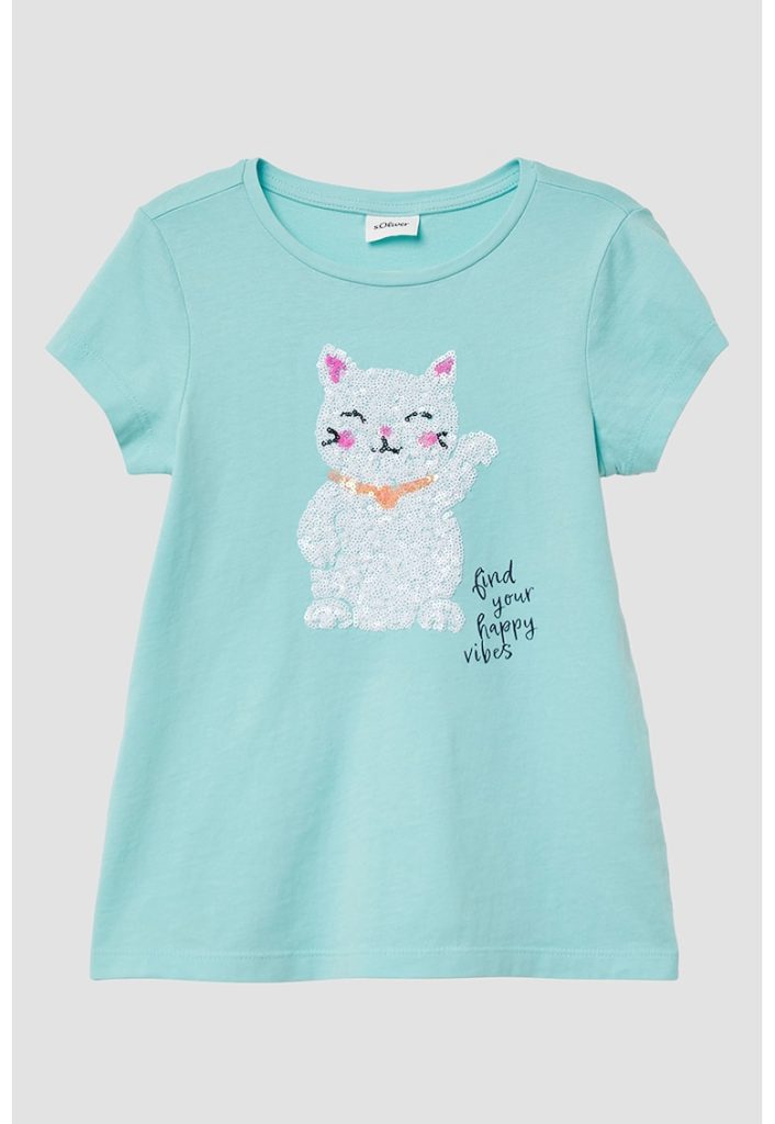 Tricou de bumbac cu paiete-FETE/IMBRACAMINTE/Tricouri si maiouri-IMBRACAMINTE/Tricouri si maiouri