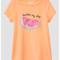 Tricou de bumbac cu paiete-FETE/IMBRACAMINTE/Tricouri si maiouri-IMBRACAMINTE/Tricouri si maiouri