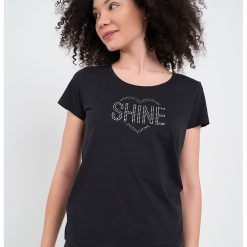 Tricou de bumbac cu strasuri-FEMEI/IMBRACAMINTE/Tricouri si maiouri-IMBRACAMINTE/Tricouri si maiouri