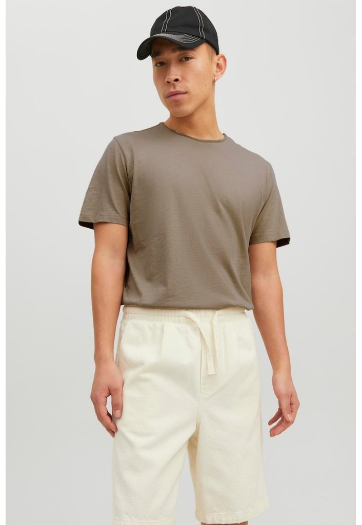 Tricou de bumbac organic cu decolteu la baza gatului-BARBATI/IMBRACAMINTE/Tricouri si maiouri-IMBRACAMINTE/Tricouri si maiouri