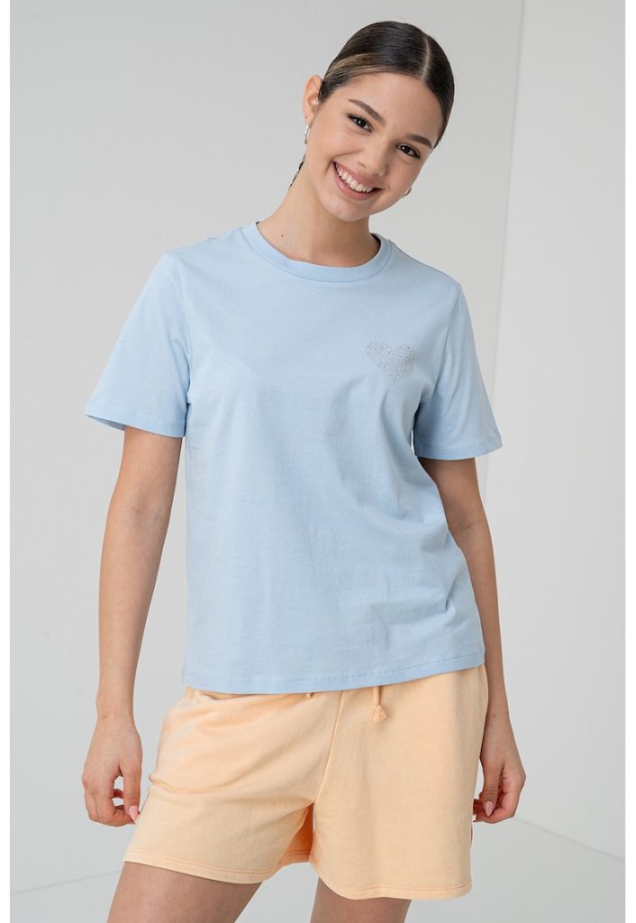 Tricou de bumbac organic cu strasuri-FEMEI/IMBRACAMINTE/Tricouri si maiouri-IMBRACAMINTE/Tricouri si maiouri