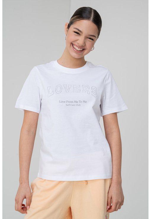 Tricou de bumbac organic cu strasuri-FEMEI/IMBRACAMINTE/Tricouri si maiouri-IMBRACAMINTE/Tricouri si maiouri