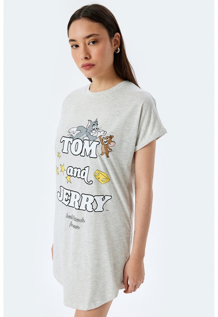 Tricou de noapte cu imprimeu Tom&Jerry-FEMEI/IMBRACAMINTE/Pijamale si halate de baie-IMBRACAMINTE/Pijamale si halate de baie