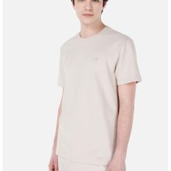 Tricou din amestec de bumbac cu decolteu la baza gatului-BARBATI/IMBRACAMINTE/Tricouri si maiouri-IMBRACAMINTE/Tricouri si maiouri