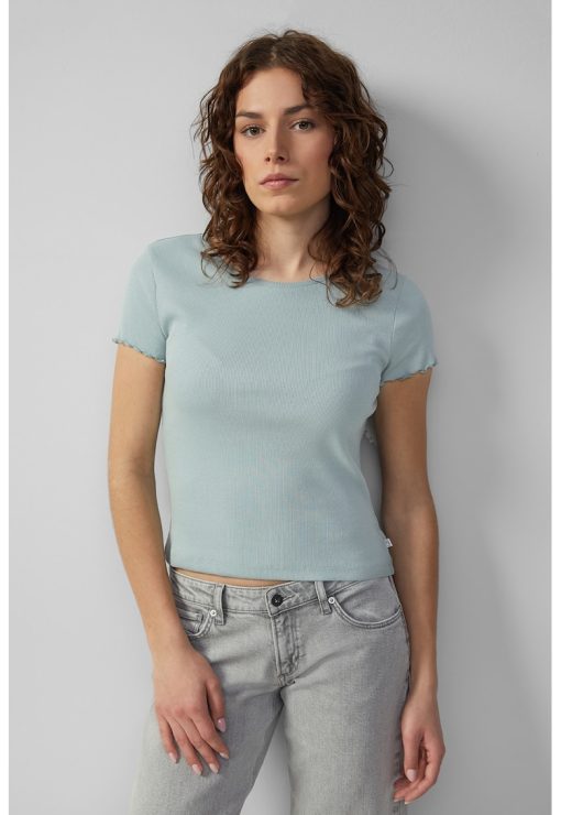 Tricou din amestec de bumbac cu decolteu la baza gatului-FEMEI/IMBRACAMINTE/Tricouri si maiouri-IMBRACAMINTE/Tricouri si maiouri