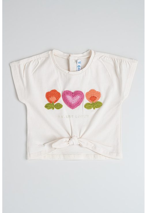 Tricou din amestec de bumbac cu detalii texturate-FETE/IMBRACAMINTE/Tricouri si maiouri-IMBRACAMINTE/Tricouri si maiouri