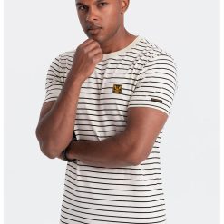 Tricou din amestec de bumbac cu dungi-BARBATI/IMBRACAMINTE/Tricouri si maiouri-IMBRACAMINTE/Tricouri si maiouri