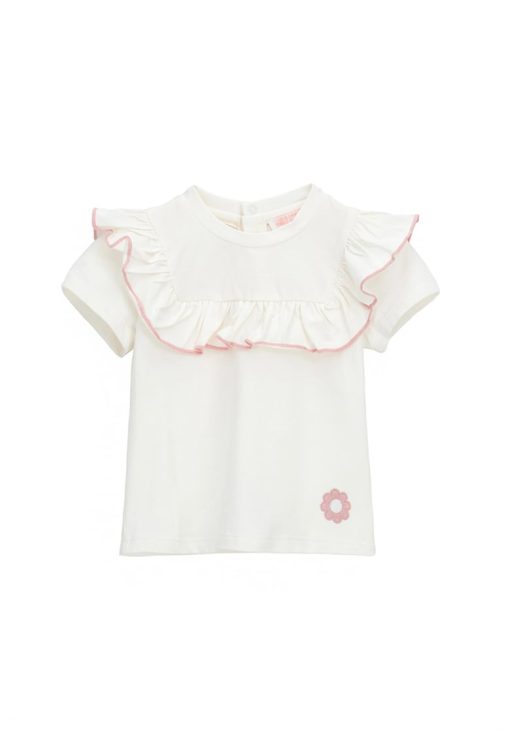 Tricou din amestec de bumbac cu volane-FETE/IMBRACAMINTE/Tricouri si maiouri-IMBRACAMINTE/Tricouri si maiouri