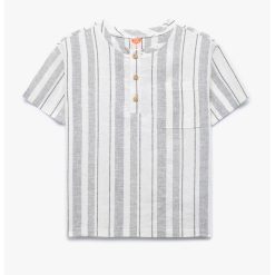 Tricou din amestec de in cu buzunar pe piept-BAIETI/IMBRACAMINTE/Tricouri si maiouri-IMBRACAMINTE/Tricouri si maiouri