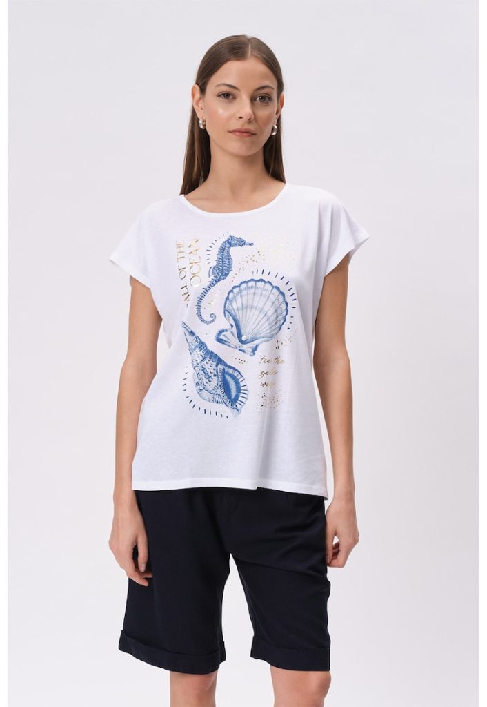 Tricou din amestec de modal cu decolteu rotund-FEMEI/IMBRACAMINTE/Tricouri si maiouri-IMBRACAMINTE/Tricouri si maiouri
