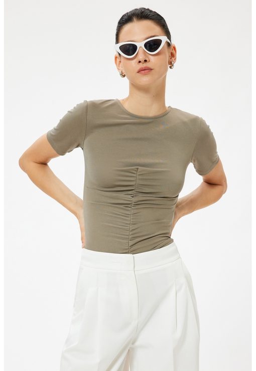 Tricou din amestec de modal cu fronseu frontal-FEMEI/IMBRACAMINTE/Tricouri si maiouri-IMBRACAMINTE/Tricouri si maiouri