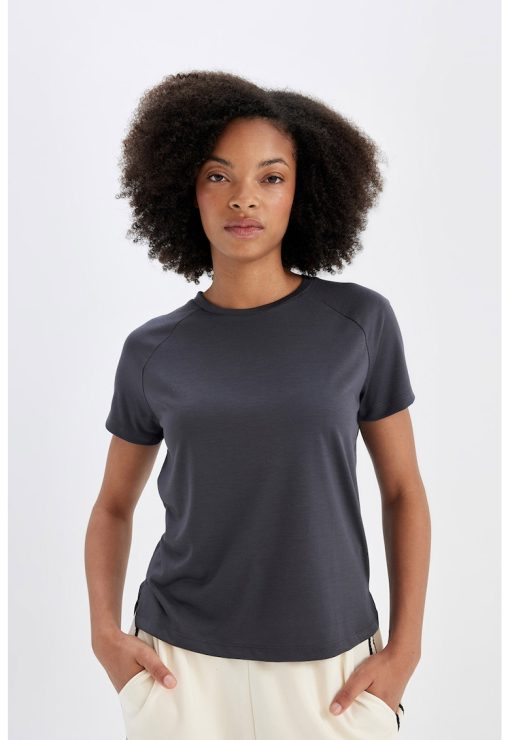 Tricou din amestec de modal cu maneci raglan-FEMEI/IMBRACAMINTE/Tricouri si maiouri-IMBRACAMINTE/Tricouri si maiouri