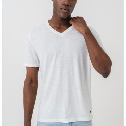 Tricou din bumbac cu decolteu in V-BARBATI/IMBRACAMINTE/Tricouri si maiouri-IMBRACAMINTE/Tricouri si maiouri