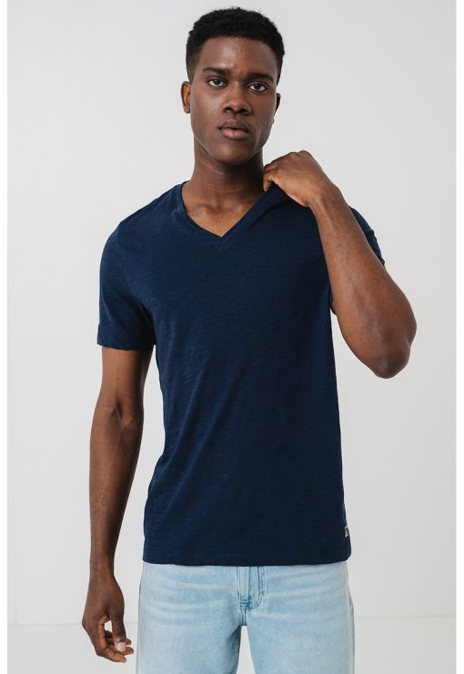 Tricou din bumbac cu decolteu in V-BARBATI/IMBRACAMINTE/Tricouri si maiouri-IMBRACAMINTE/Tricouri si maiouri