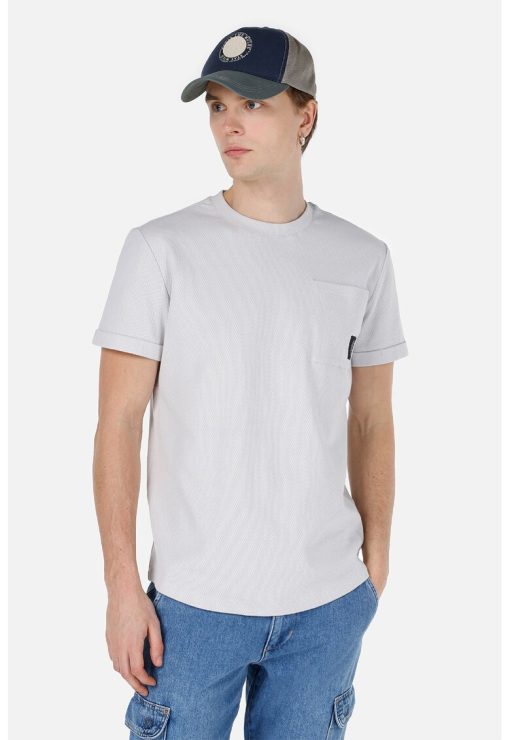 Tricou din bumbac cu decolteu la baza gatului-BARBATI/IMBRACAMINTE/Tricouri si maiouri-IMBRACAMINTE/Tricouri si maiouri