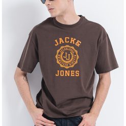 Tricou din bumbac cu decolteu la baza gatului si imprimeu logo-BARBATI/IMBRACAMINTE/Tricouri si maiouri-IMBRACAMINTE/Tricouri si maiouri