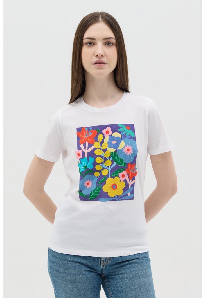 Tricou din bumbac cu imprimeu floral-FEMEI/IMBRACAMINTE/Tricouri si maiouri-IMBRACAMINTE/Tricouri si maiouri