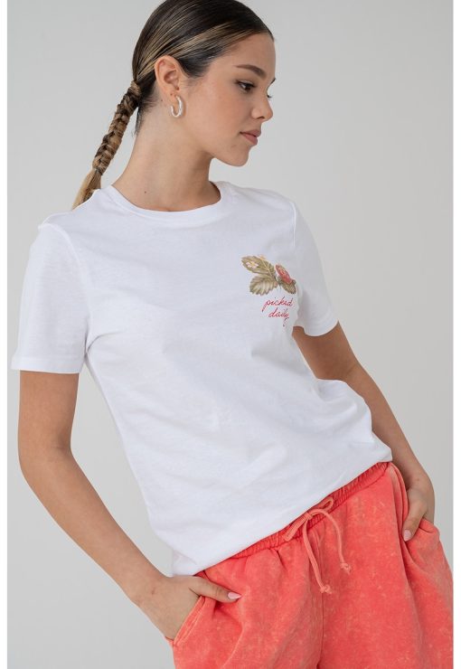 Tricou din bumbac organic cu imprimeu pe spate-FEMEI/IMBRACAMINTE/Tricouri si maiouri-IMBRACAMINTE/Tricouri si maiouri