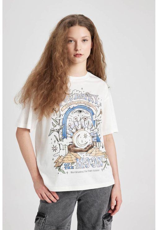 Tricou lejer cu imprimeu-FEMEI/IMBRACAMINTE/Tricouri si maiouri-IMBRACAMINTE/Tricouri si maiouri