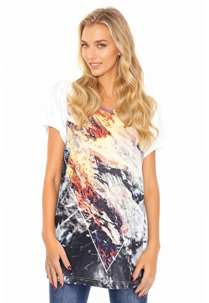 Tricou lejer cu imprimeu-FEMEI/IMBRACAMINTE/Tricouri si maiouri-IMBRACAMINTE/Tricouri si maiouri