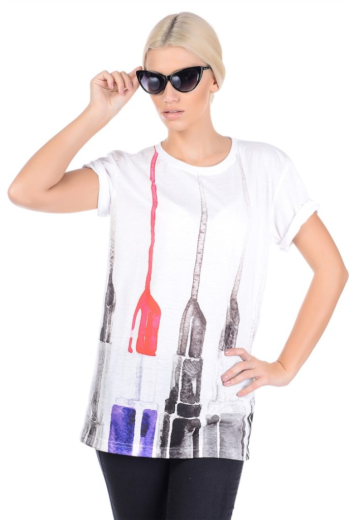 Tricou lejer cu imprimeu-FEMEI/IMBRACAMINTE/Tricouri si maiouri-IMBRACAMINTE/Tricouri si maiouri