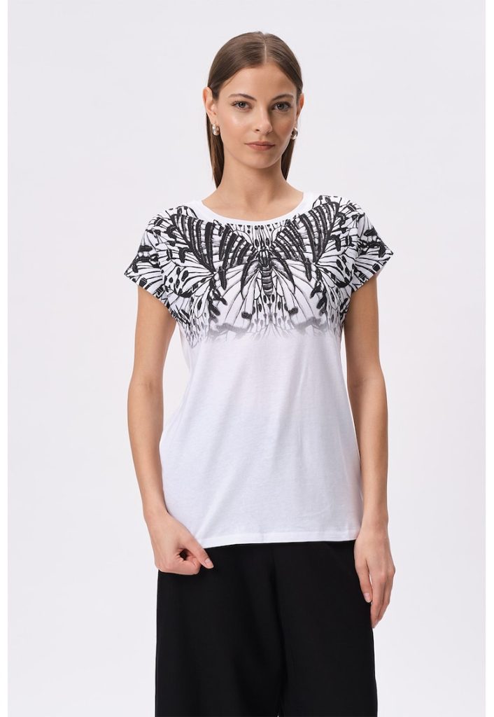 Tricou lejer cu imprimeu grafic-FEMEI/IMBRACAMINTE/Tricouri si maiouri-IMBRACAMINTE/Tricouri si maiouri