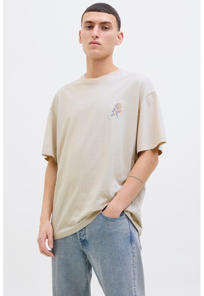 Tricou lejer cu imprimeu pe partea din spate-BARBATI/IMBRACAMINTE/Tricouri si maiouri-IMBRACAMINTE/Tricouri si maiouri