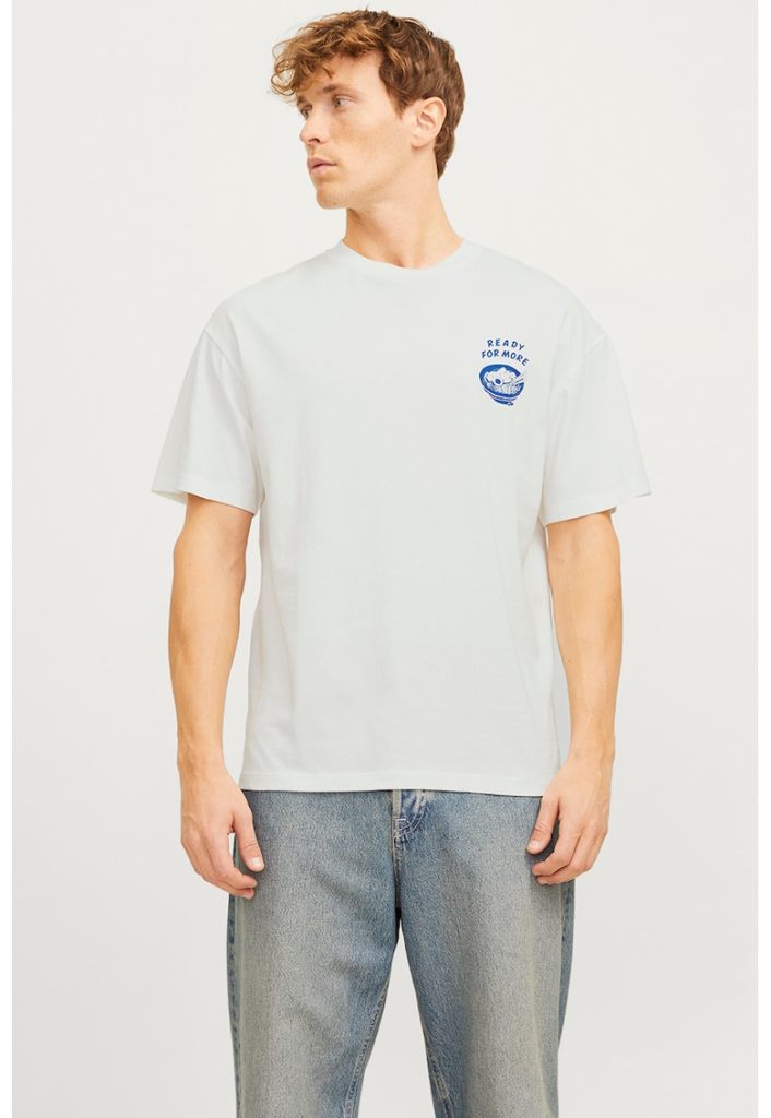 Tricou lejer cu imprimeu pe partea din spate-BARBATI/IMBRACAMINTE/Tricouri si maiouri-IMBRACAMINTE/Tricouri si maiouri