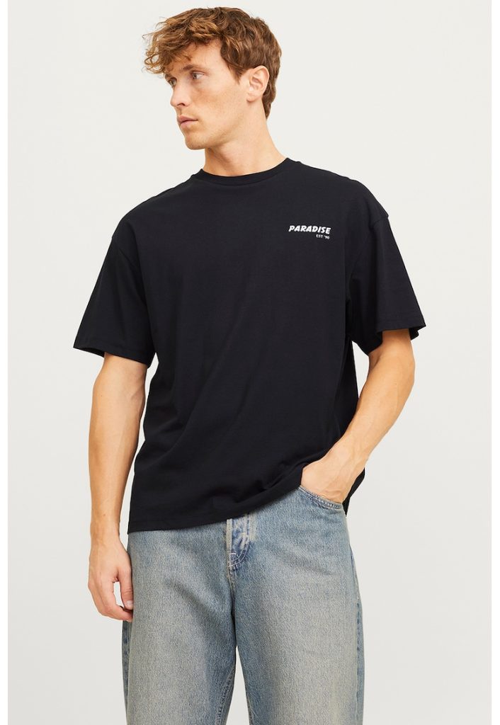 Tricou lejer cu imprimeu pe partea din spate-BARBATI/IMBRACAMINTE/Tricouri si maiouri-IMBRACAMINTE/Tricouri si maiouri