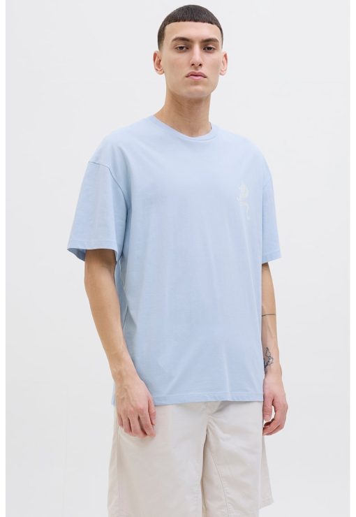 Tricou lejer cu imprimeu pe partea din spate-BARBATI/IMBRACAMINTE/Tricouri si maiouri-IMBRACAMINTE/Tricouri si maiouri