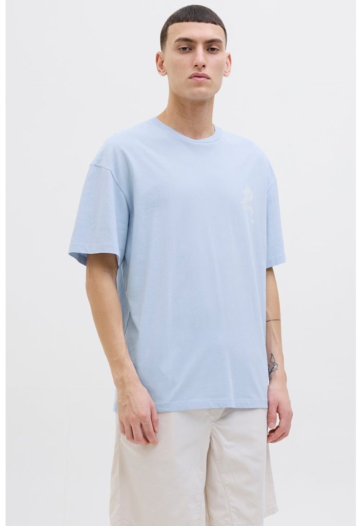 Tricou lejer cu imprimeu pe partea din spate-BARBATI/IMBRACAMINTE/Tricouri si maiouri-IMBRACAMINTE/Tricouri si maiouri