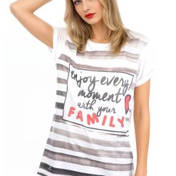 Tricou lejer cu imprimeu text-FEMEI/IMBRACAMINTE/Tricouri si maiouri-IMBRACAMINTE/Tricouri si maiouri