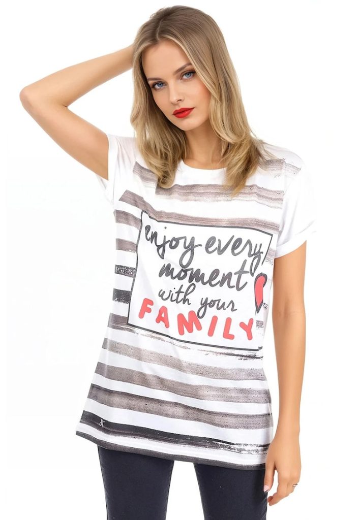 Tricou lejer cu imprimeu text-FEMEI/IMBRACAMINTE/Tricouri si maiouri-IMBRACAMINTE/Tricouri si maiouri