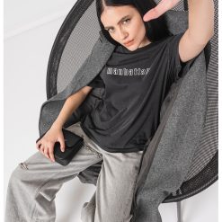 Tricou lejer cu imprimeu text-FEMEI/IMBRACAMINTE/Tricouri si maiouri-IMBRACAMINTE/Tricouri si maiouri