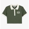 Tricou polo crop cu broderie text-FEMEI/IMBRACAMINTE/Tricouri si maiouri-IMBRACAMINTE/Tricouri si maiouri