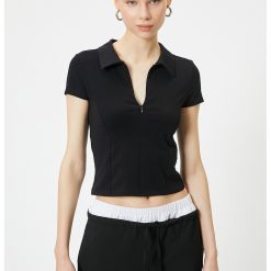 Tricou polo cu fenta cu fermoar-FEMEI/IMBRACAMINTE/Tricouri si maiouri-IMBRACAMINTE/Tricouri si maiouri