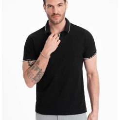 Tricou polo cu vipusca contrastanta-BARBATI/IMBRACAMINTE/Tricouri si maiouri-IMBRACAMINTE/Tricouri si maiouri