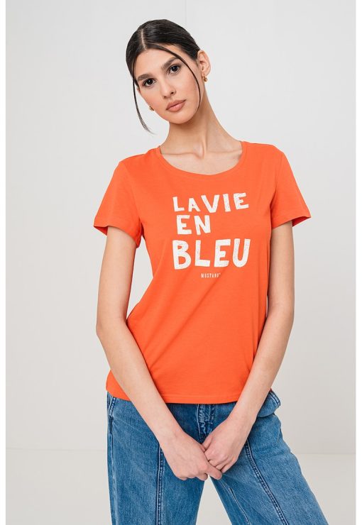 Tricou slim fit cu text-FEMEI/IMBRACAMINTE/Tricouri si maiouri-IMBRACAMINTE/Tricouri si maiouri