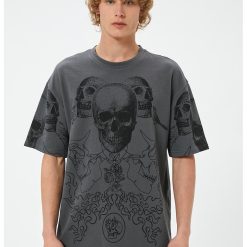 Tricou supradimensionat de bumbac cu imprimeu grafic-BARBATI/IMBRACAMINTE/Tricouri si maiouri-IMBRACAMINTE/Tricouri si maiouri