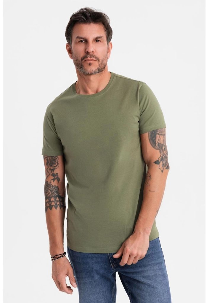 Tricou uni cu decolteu la baza gatului-BARBATI/IMBRACAMINTE/Tricouri si maiouri-IMBRACAMINTE/Tricouri si maiouri