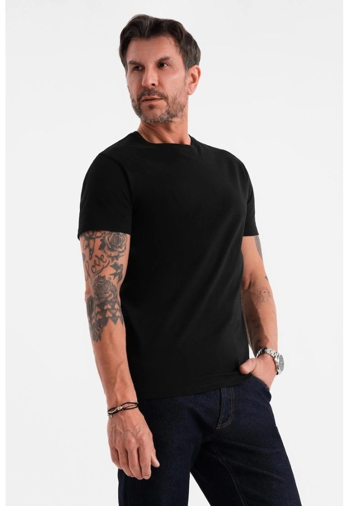 Tricou uni cu decolteu la baza gatului-BARBATI/IMBRACAMINTE/Tricouri si maiouri-IMBRACAMINTE/Tricouri si maiouri