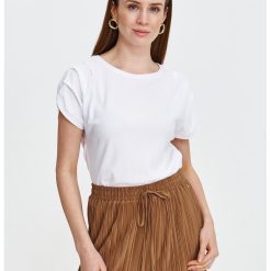 Tricou uni cu pliuri-FEMEI/IMBRACAMINTE/Tricouri si maiouri-IMBRACAMINTE/Tricouri si maiouri
