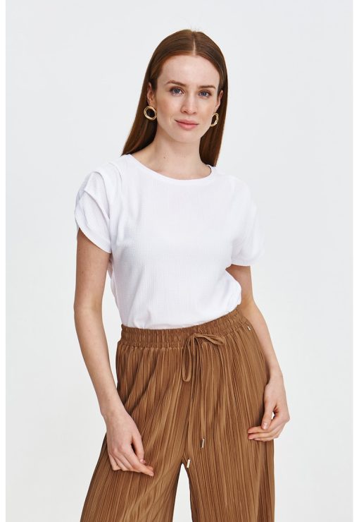 Tricou uni cu pliuri-FEMEI/IMBRACAMINTE/Tricouri si maiouri-IMBRACAMINTE/Tricouri si maiouri