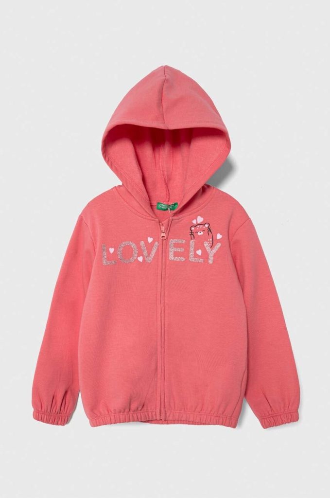 United Colors of Benetton bluza copii culoarea roz