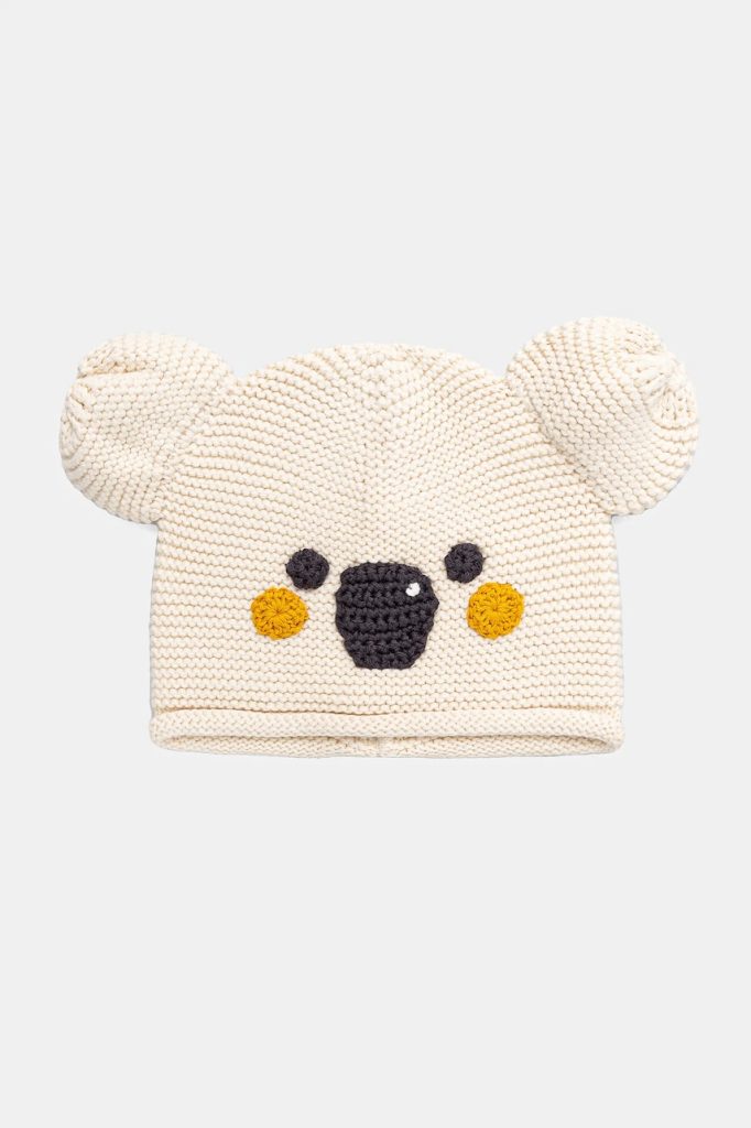 United Colors of Benetton caciula de bumbac pentru copii culoarea bej