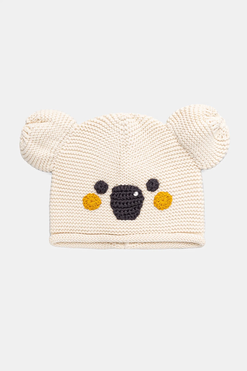 United Colors of Benetton caciula de bumbac pentru copii culoarea bej