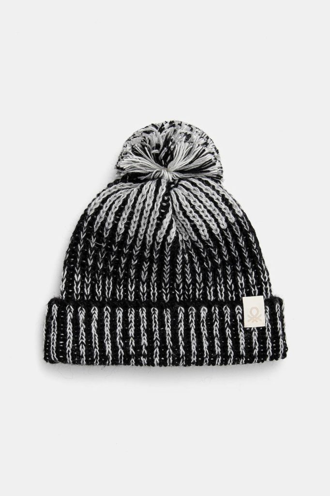 United Colors of Benetton caciula din lana pentru copii culoarea negru