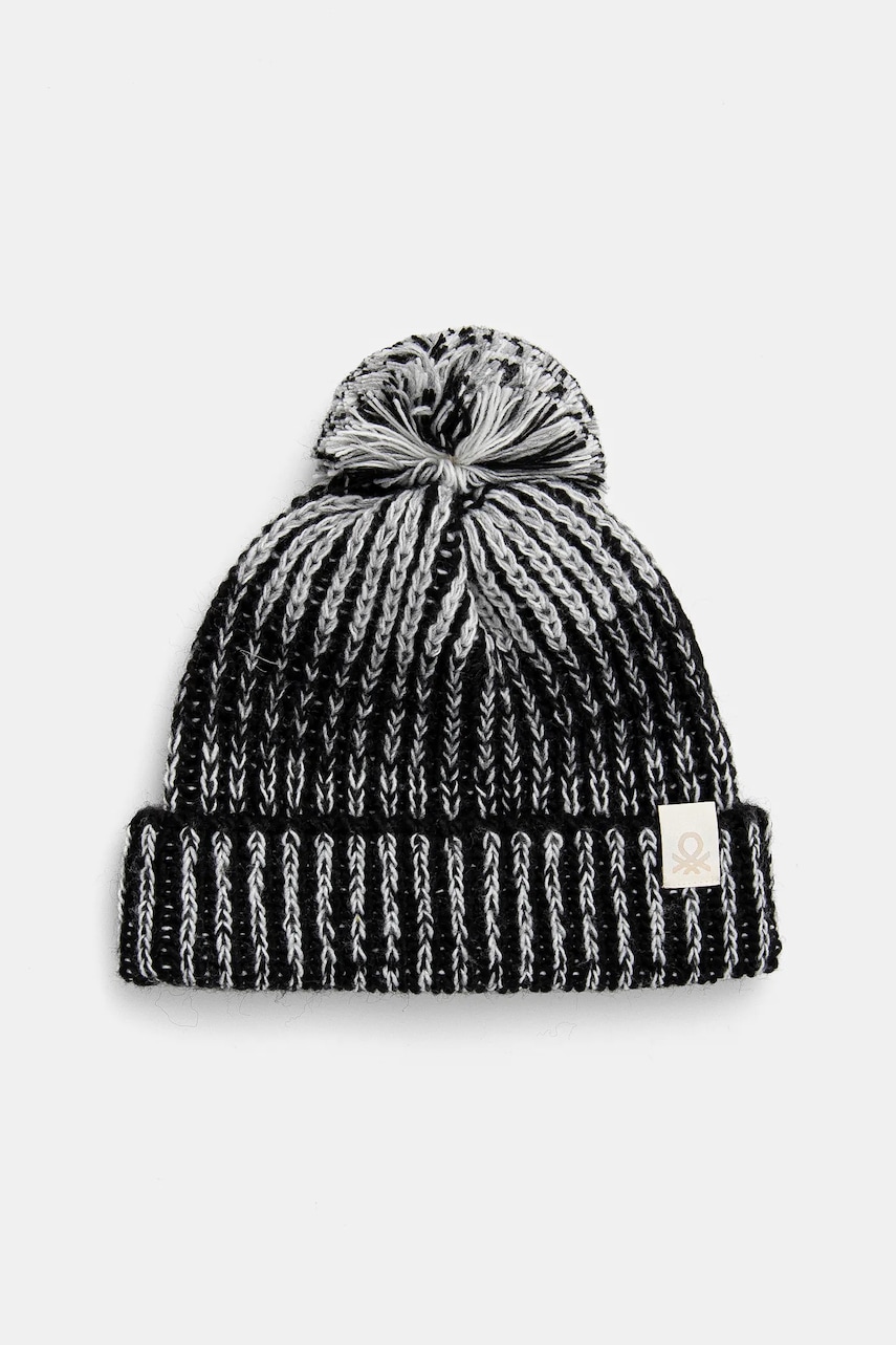 United Colors of Benetton caciula din lana pentru copii culoarea negru