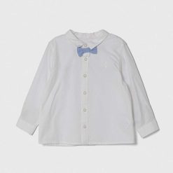 United Colors of Benetton cămașă din bumbac pentru bebeluși culoarea alb-Îmbrăcăminte