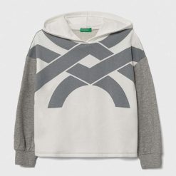 United Colors of Benetton hanorac de bumbac pentru copii culoarea alb